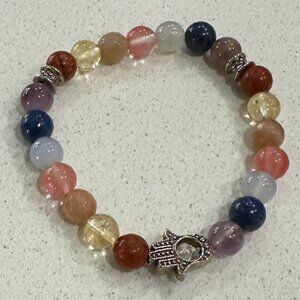 Quartz Beaded Bracelet with Hamsa Charm